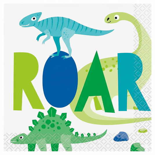 Pack de 16 servilletas dinosaurio 33x33 cm