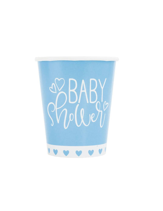 Pack de 8 vasos de cartón baby shower boy 250 ml