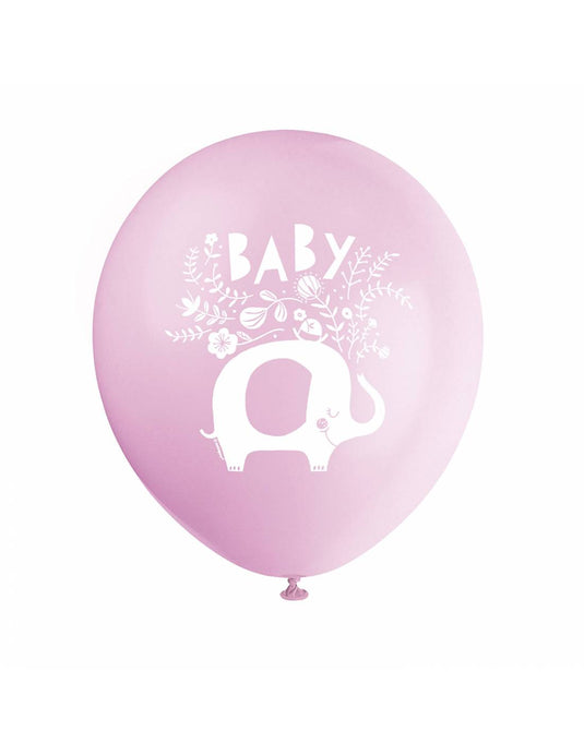 Pack de 8 Globos de látex elefante rosa