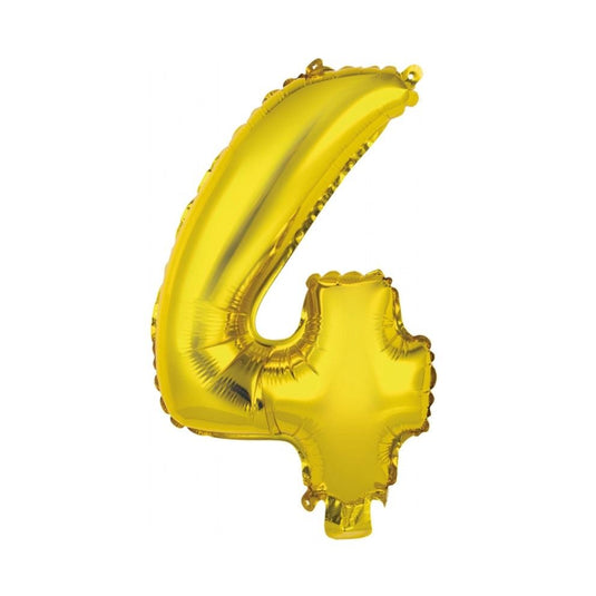 Globo metalizado número 4 dorado 36 cm