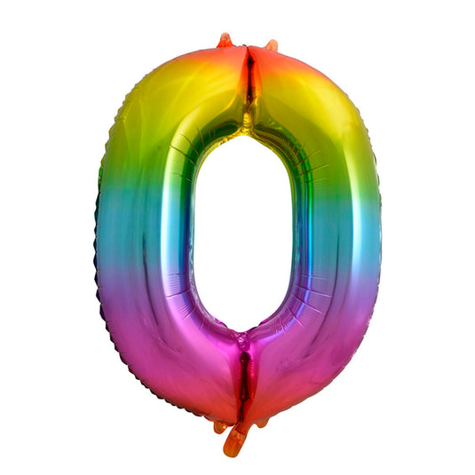 Globo metalizado número 0 multicolor 86 cm