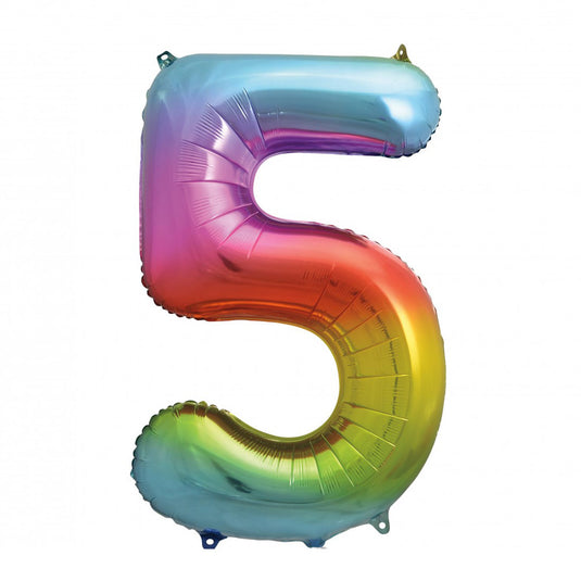 Globo metalizado número 5 multicolor 86 cm