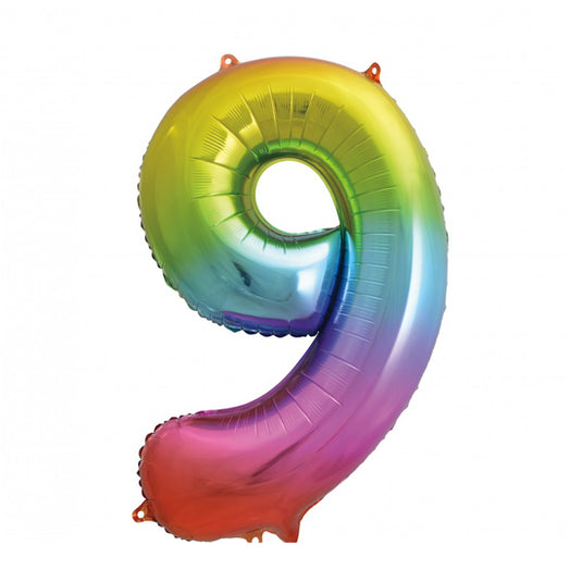 Globo metalizado número 9 multicolor 86 cm