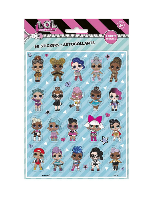 Pack de 4 hojas de pegatinas LOL Sorpresa