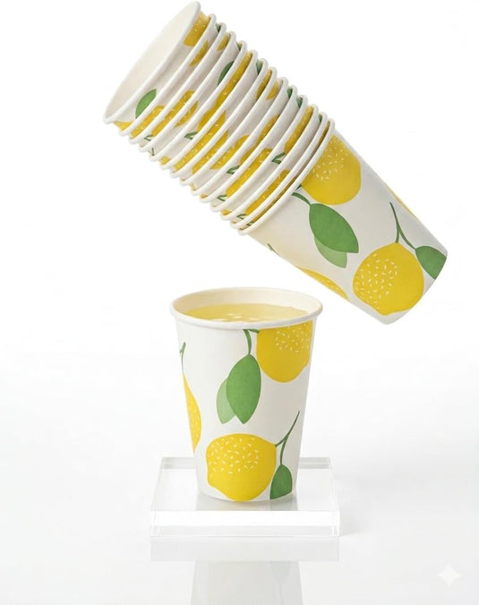 10 Vasos de Cartón "Primavera" Limones 210 cc