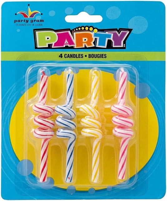 4 Velas Espiral Multicolor