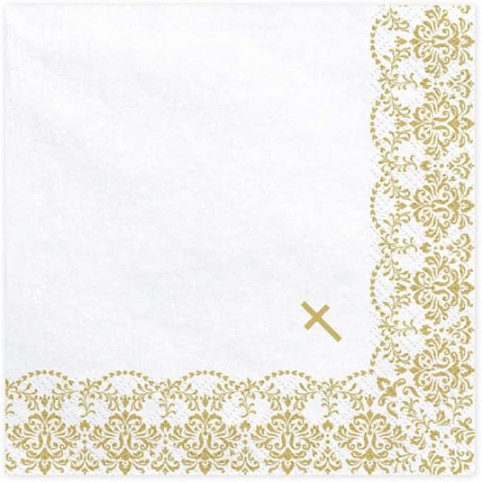 20 servilletas Decorada Bordado Oro 33X33 3 capas