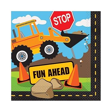 Pack de 16 servilletas construcción 33x33 cm