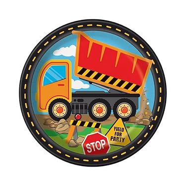 Pack de 8 platos de cartón construcción 17 cm