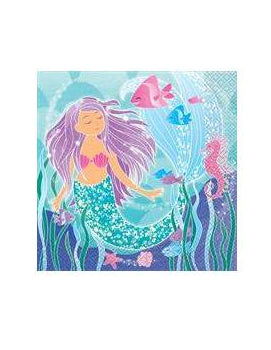 Pack de 16 servilletas la sirenita 33x33 cm