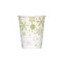 Pack de 8 vasos de cartón copos nieve plata y oro 266 ml