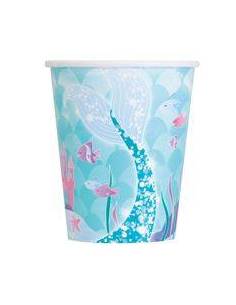 Pack de 8 vasos de cartón la sirenita 266 ml