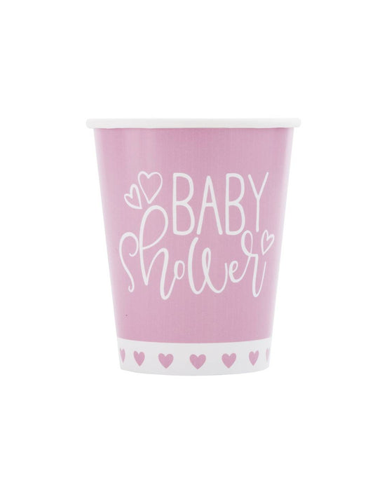Pack de 8 vasos de cartón baby shower girl 250 ml