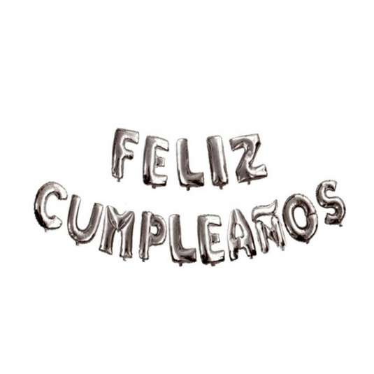Cartel de globos metalizados “Feliz cumpleaños” pack 12 uds 4 m