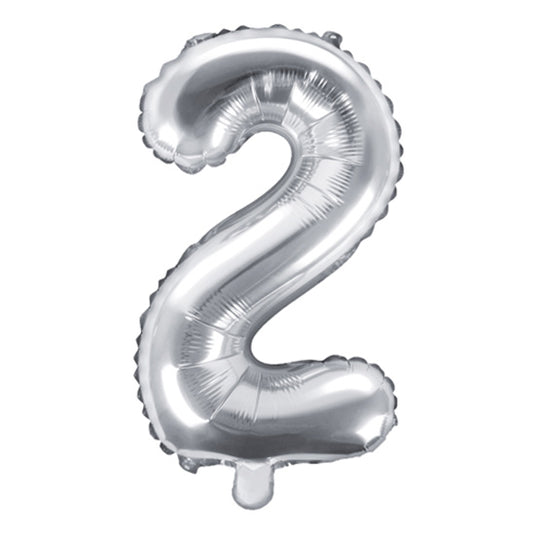 Globo metalizado número 2 plateado 86 cm