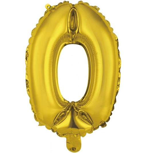 Globo metalizado número 0 dorado 36 cm