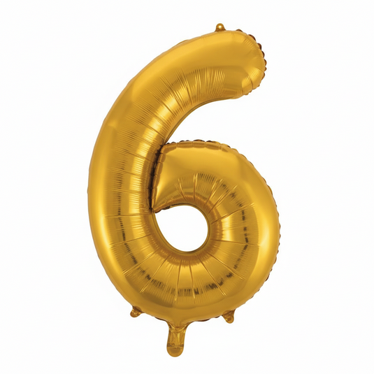 Globo metalizado número 6 dorado 36 cm