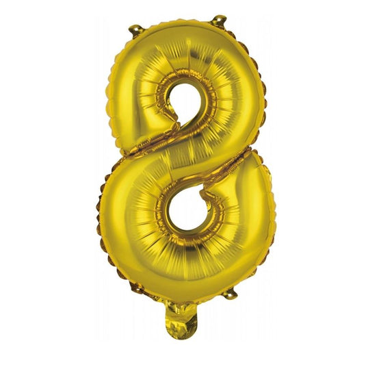 Globo metalizado número 8 dorado 36 cm