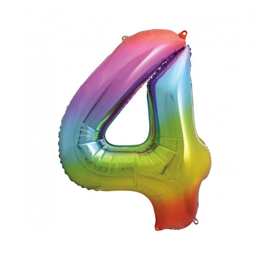 Globo metalizado número 4 multicolor 86 cm