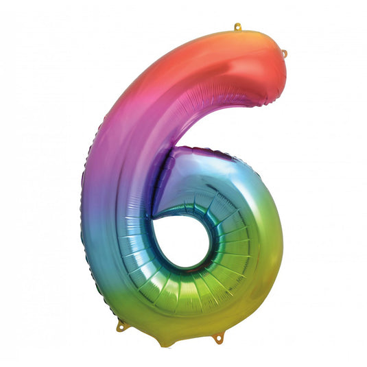 Globo metalizado número 6 multicolor 86 cm
