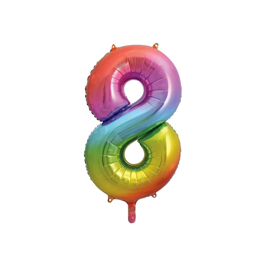 Globo metalizado número 8 multicolor 86 cm