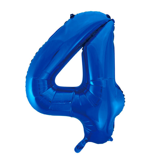Globo metalizado número 4 azul 86 cm