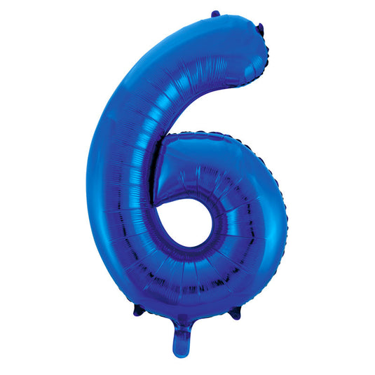 Globo metalizado número 6 azul 86 cm