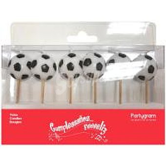 Pack de 6 velas palillo pelotas de fútbol