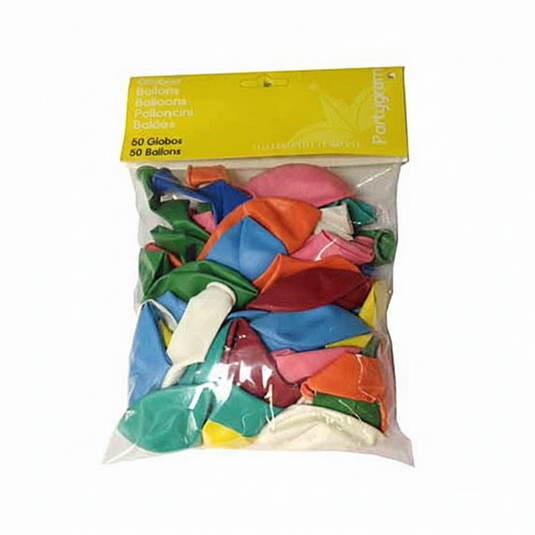 50 globos de látex surtidos 30,5 cm