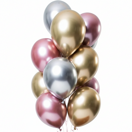 Globos Metalizado Surtido Oro, Plata y Oro Rosa 36