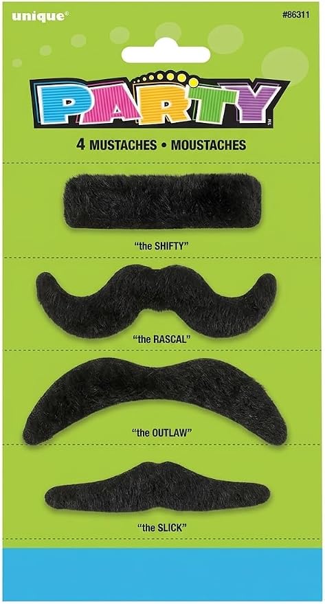 Pack 4 Bigotes Adhesivos Negros