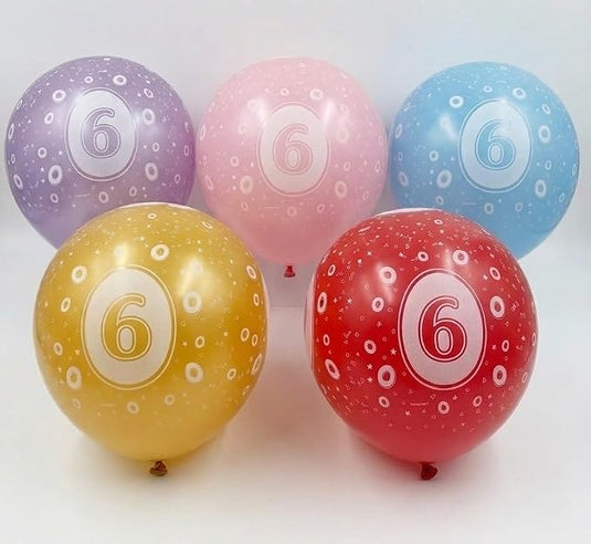 Pack 15 Globos de Látex 12" Número 6 Surtidos