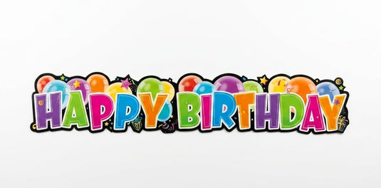 Guirnalda "Happy Birthday" Multicolor con Globos - Cartón