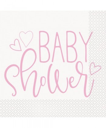 Pack de 16 servilletas baby shower girl 33x33 cm